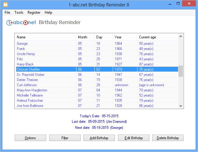 1-abc.net Birthday Reminder software