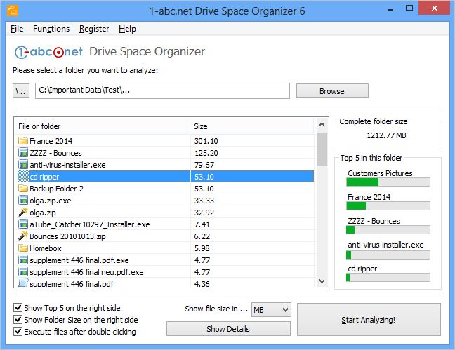 1-abc.net Drive Space Organizer screenshot