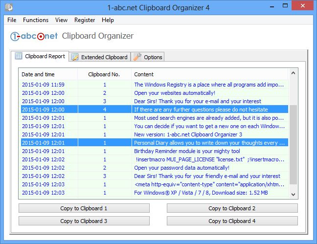 1-abc.net Clipboard Organizer screenshot